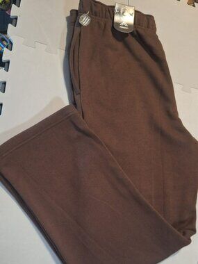 Xersion Essential Fleece Open Bottom Pants Brown L NWT